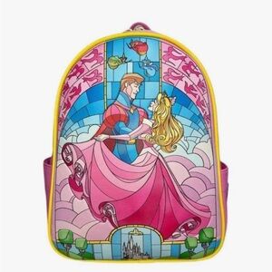NWOT Disney Loungefly Pink Backpack Stained Glass Aurora Sleeping Beauty
